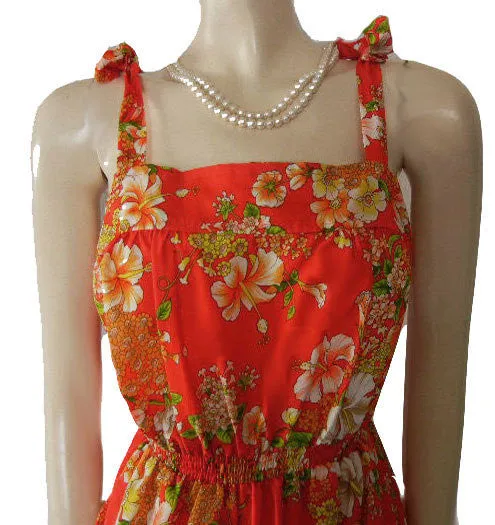 * VINTAGE SWEETHEARTS ARE MADE IN HAWAII HIBISCUS DRESS & JACKET ENSEMBLE IN A GORGEOUS HIBISCUS PRINT IN JUICY PAPAYA