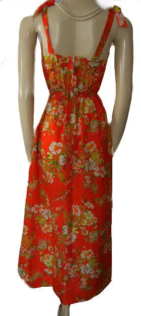 * VINTAGE SWEETHEARTS ARE MADE IN HAWAII HIBISCUS DRESS & JACKET ENSEMBLE IN A GORGEOUS HIBISCUS PRINT IN JUICY PAPAYA
