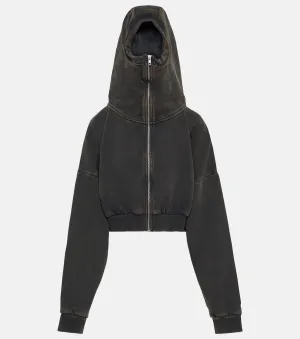 ENTIRE STUDIOS Cropped Cotton Zip Hoodie, Black