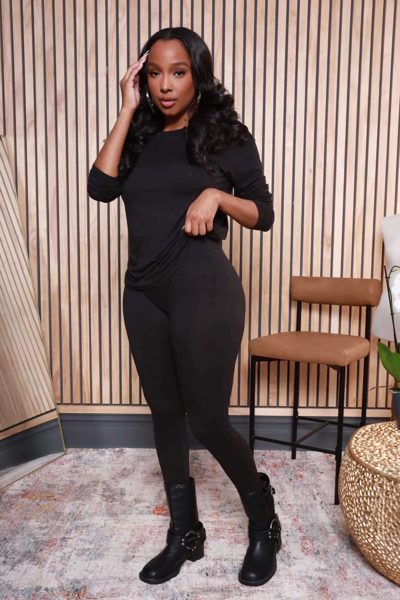 Fit The Vibe Crewneck Legging Set - Black