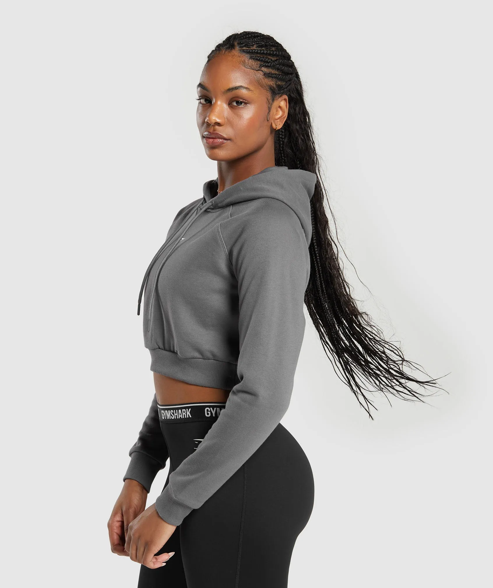 Gymshark Training Fleece Cropped Hoodie - Brushed Grey