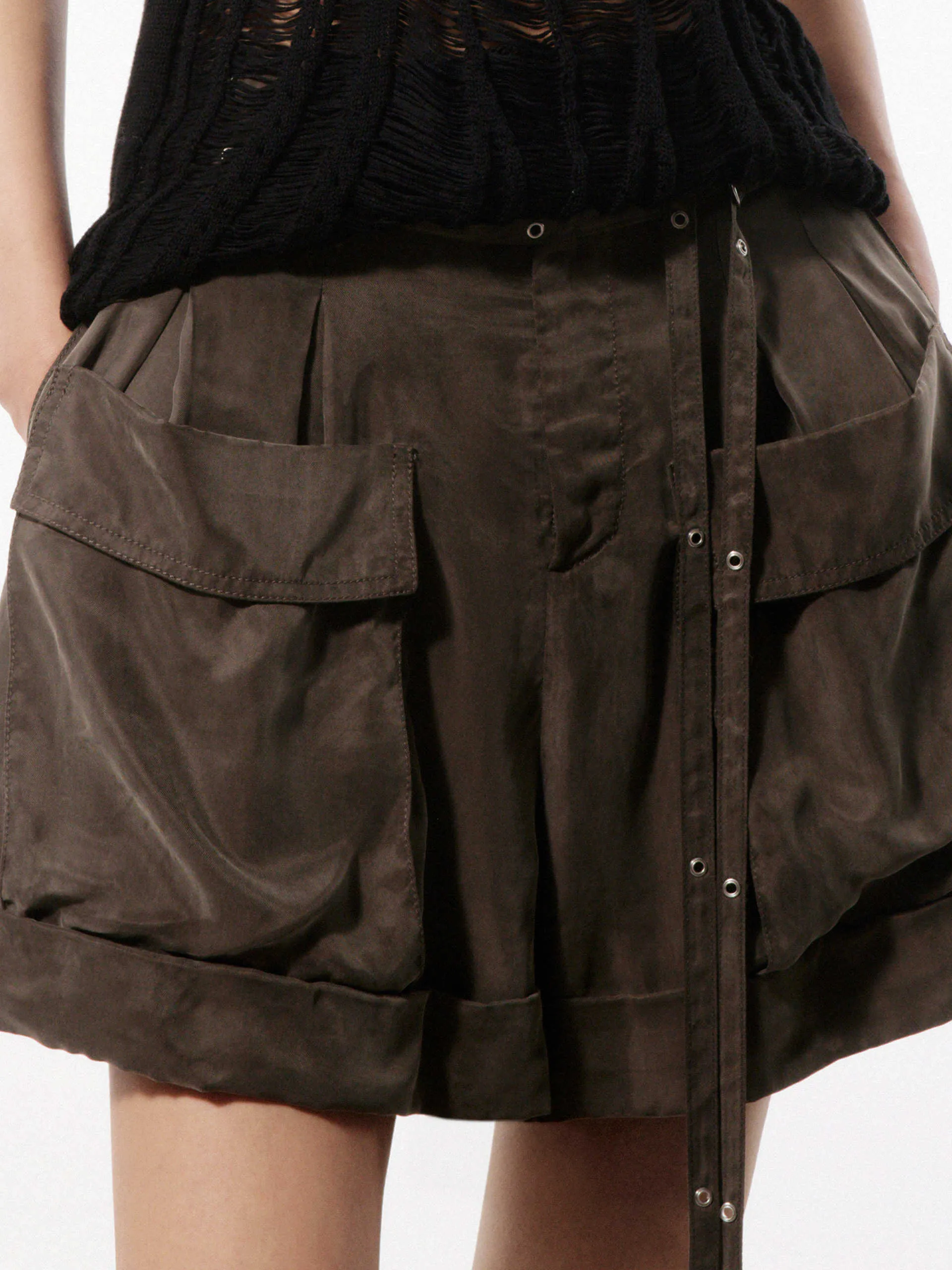 High waist Belt Shorts
