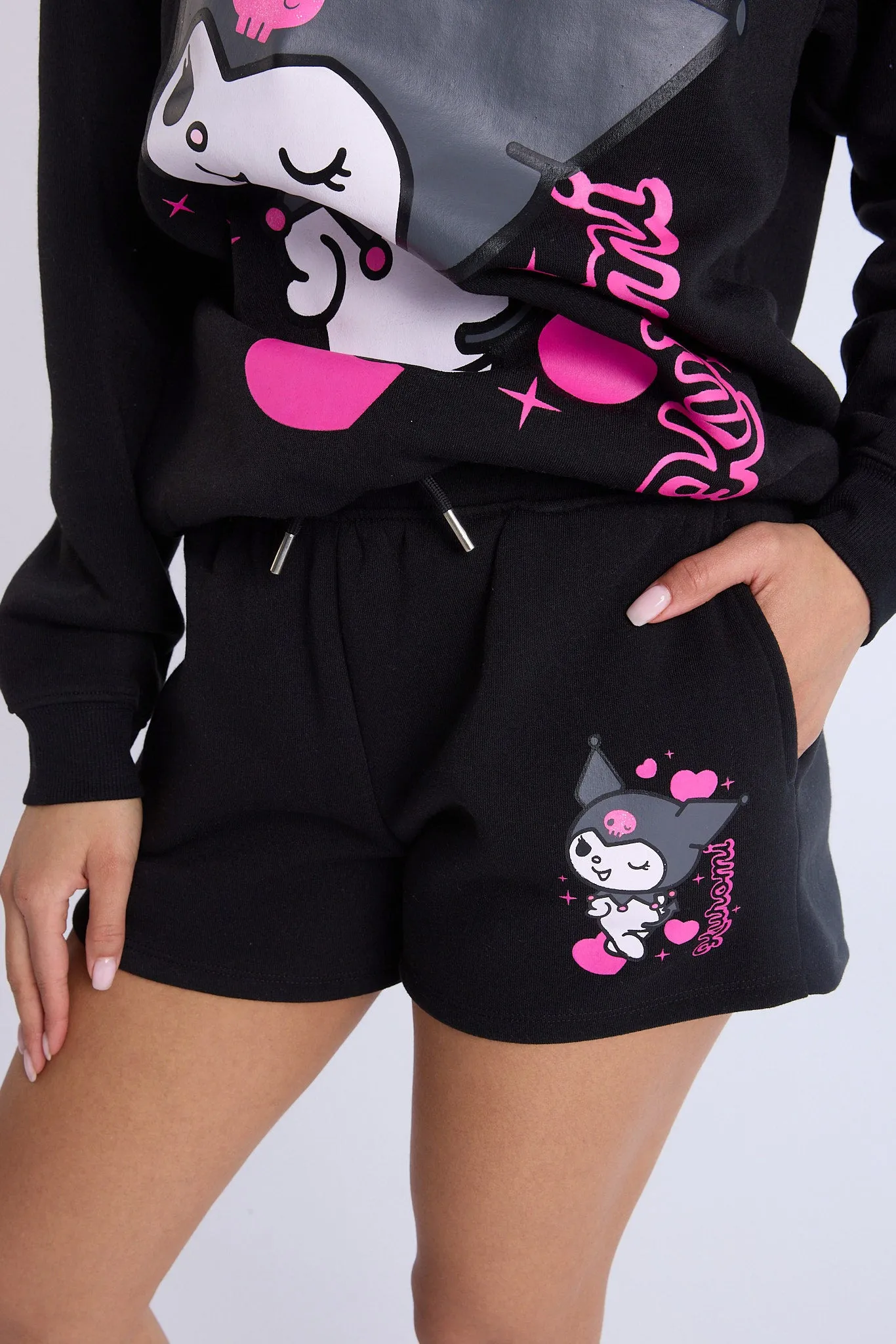 Kuromi Graphic Fleece Shorts