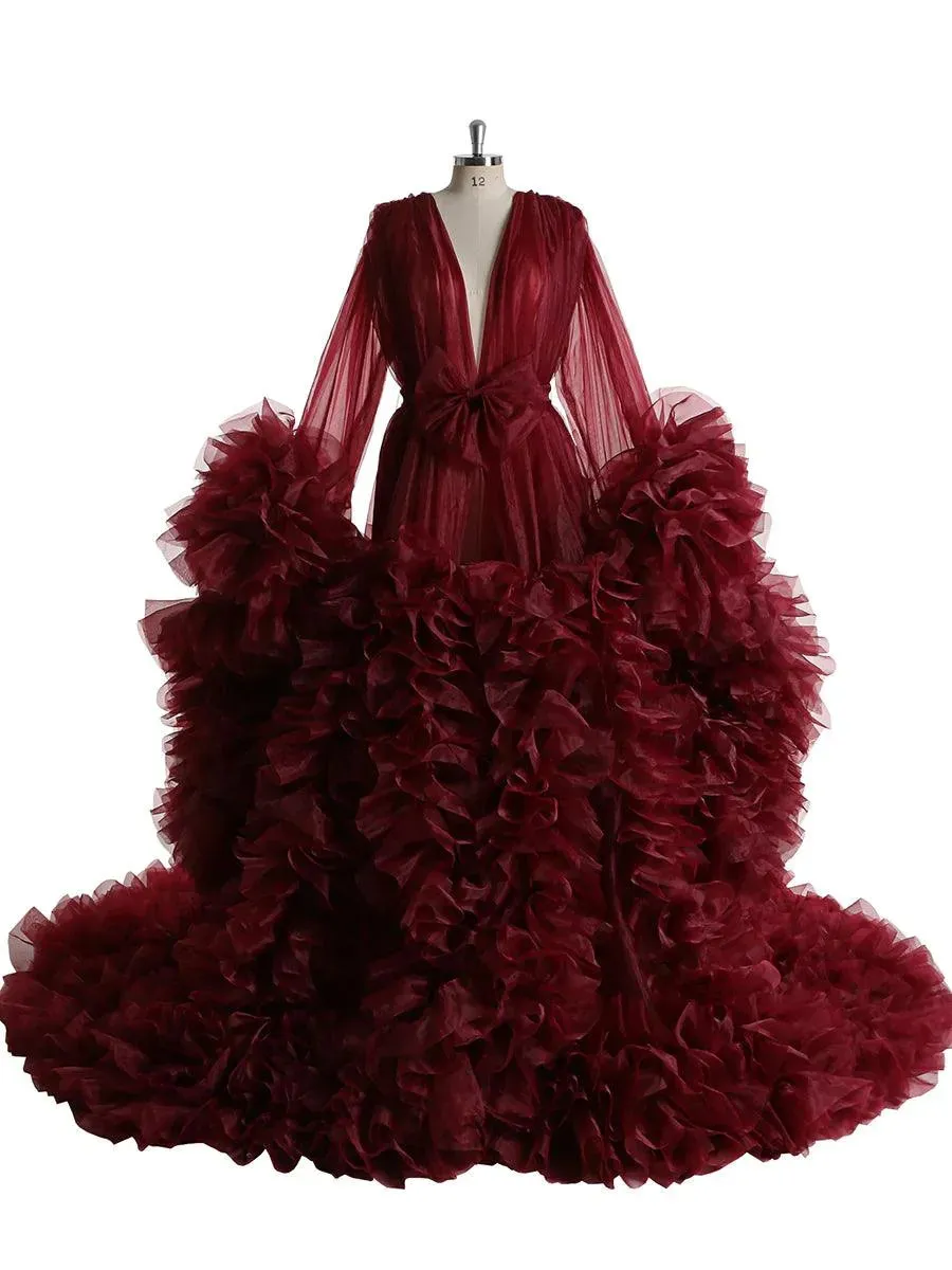 Long Sleeve Ruffle  Luxury Robe