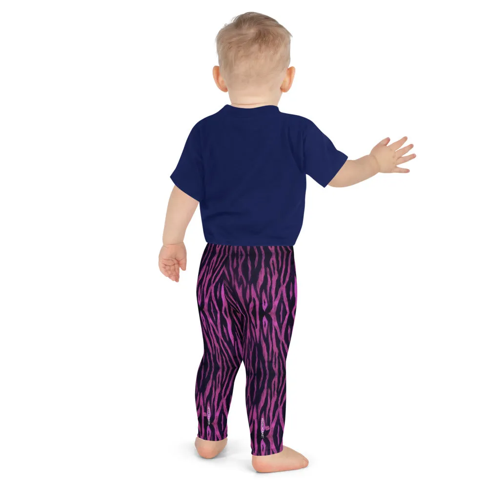 Pink Tiger Striped Kid's Leggings, Animal Print Tiger Stripes Girl's Boy's Tights-Made in USA/EU