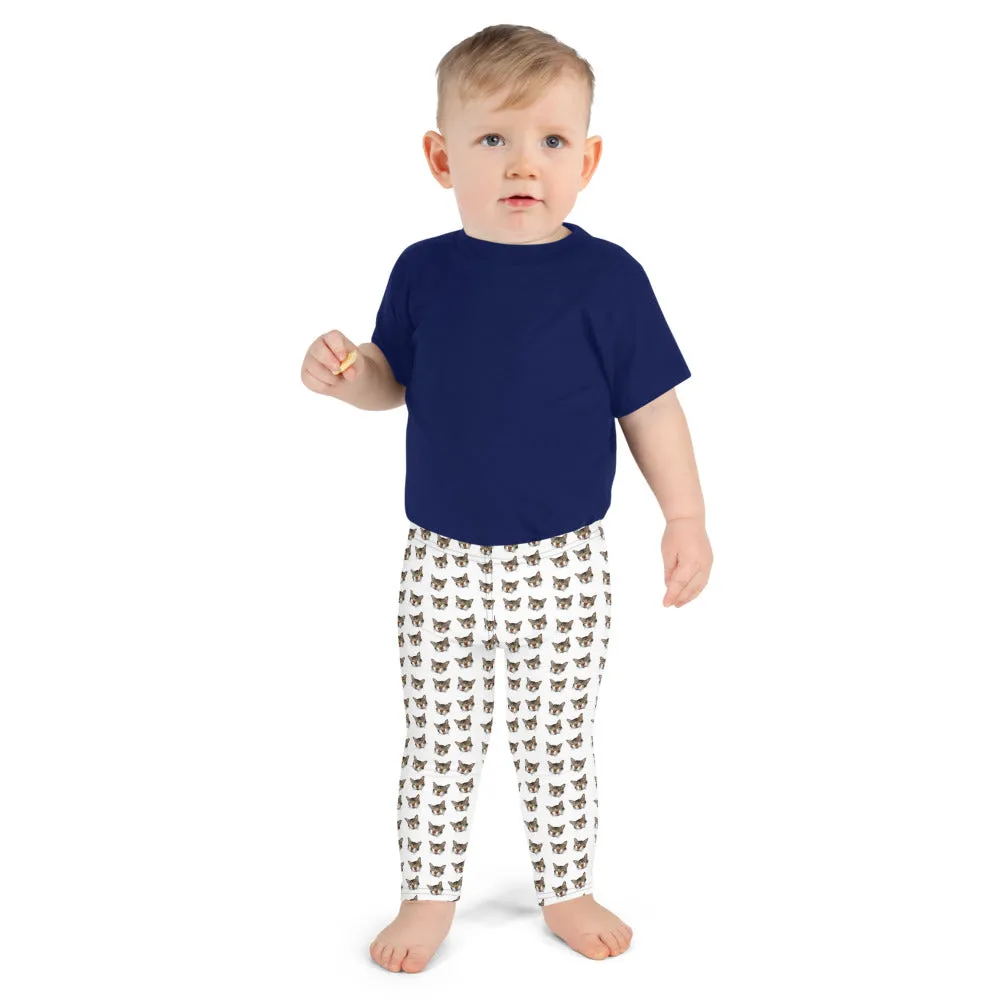 Tabby Cat Cute Kid's Leggings, Peanut Meow Cat Cute Children's Tights-Made in USA/EU/MX