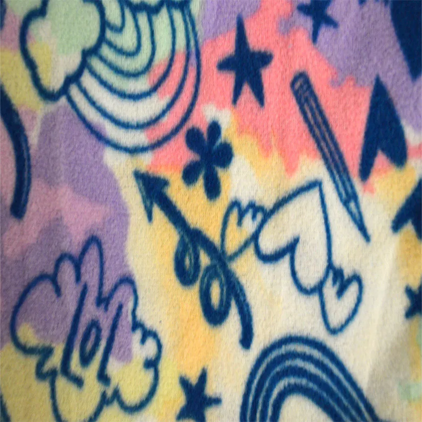 Tie Dye Notebook Doodle Sketches Girls Fleece Lounge Pants