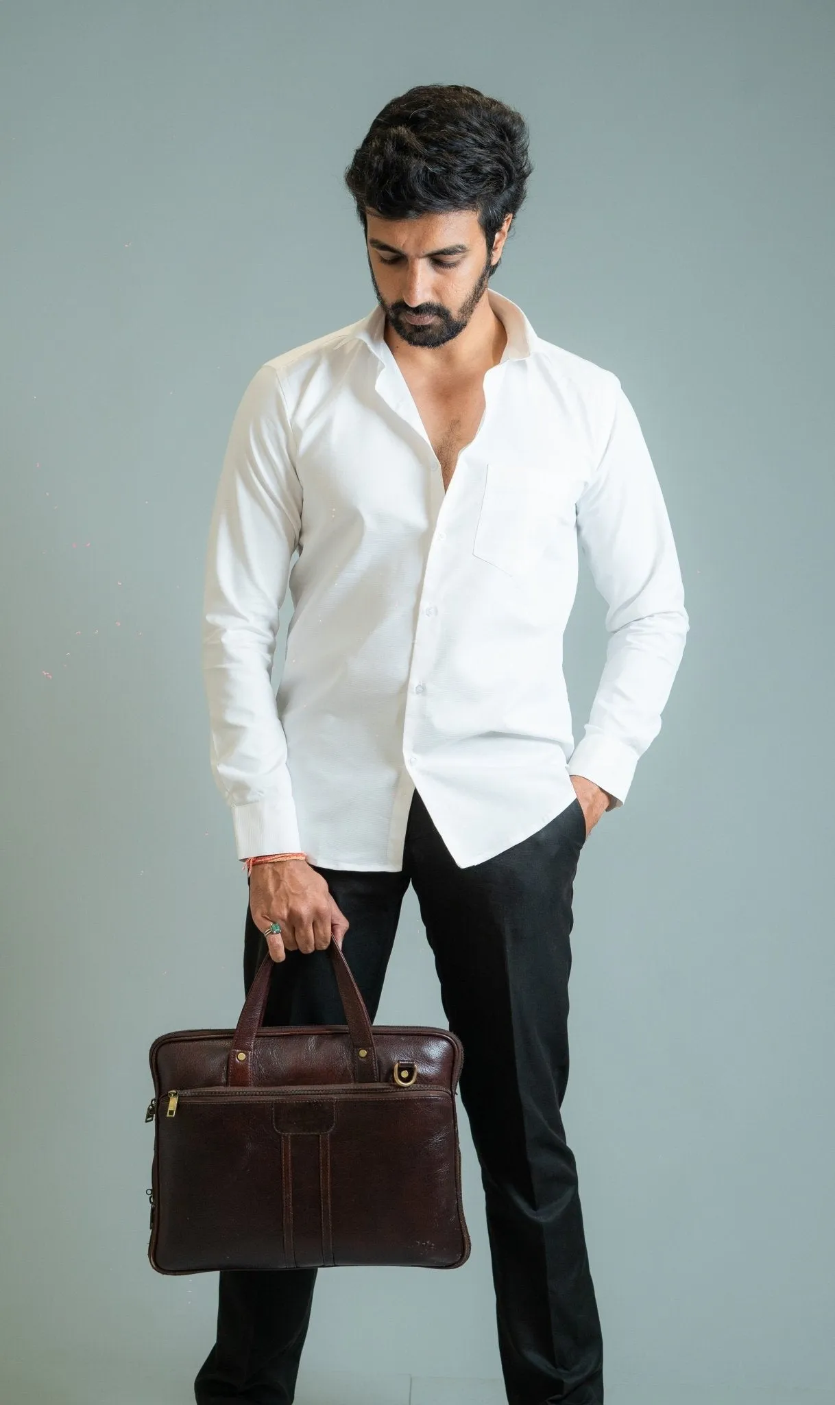 White Color Twitter Lining Blende Cotton Shirts For Men
