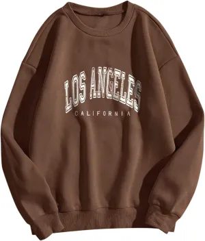Women's Oversized Sweatshirt Los Angeles California Graphic Crewneck Long Sleeve Casual Loose Pullover Tops